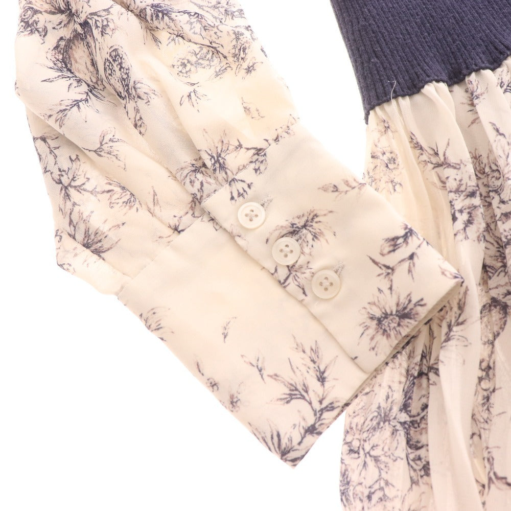 ■ スナイデル ロングワンピース 七分袖 トップス ボトムス 花柄 フリル ボタン レディース 0 ライトベージュ系