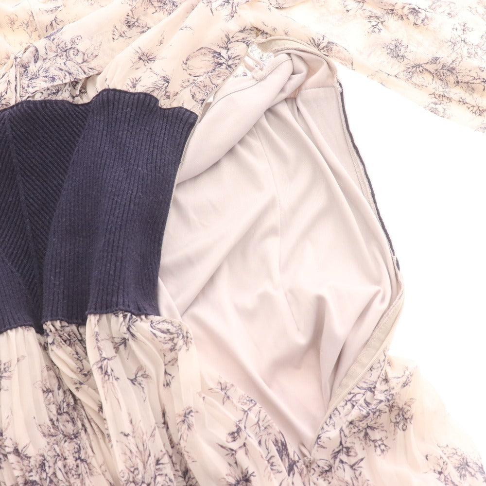 ■ スナイデル ロングワンピース 七分袖 トップス ボトムス 花柄 フリル ボタン レディース 0 ライトベージュ系