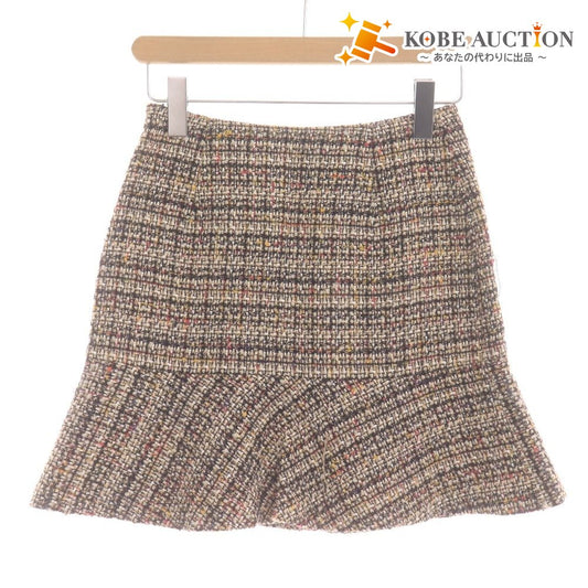 ■ ANAYI アナイ スカート ひざ丈 ボトムス 総柄 チャック 日本製 レディース 36 ベージュ系