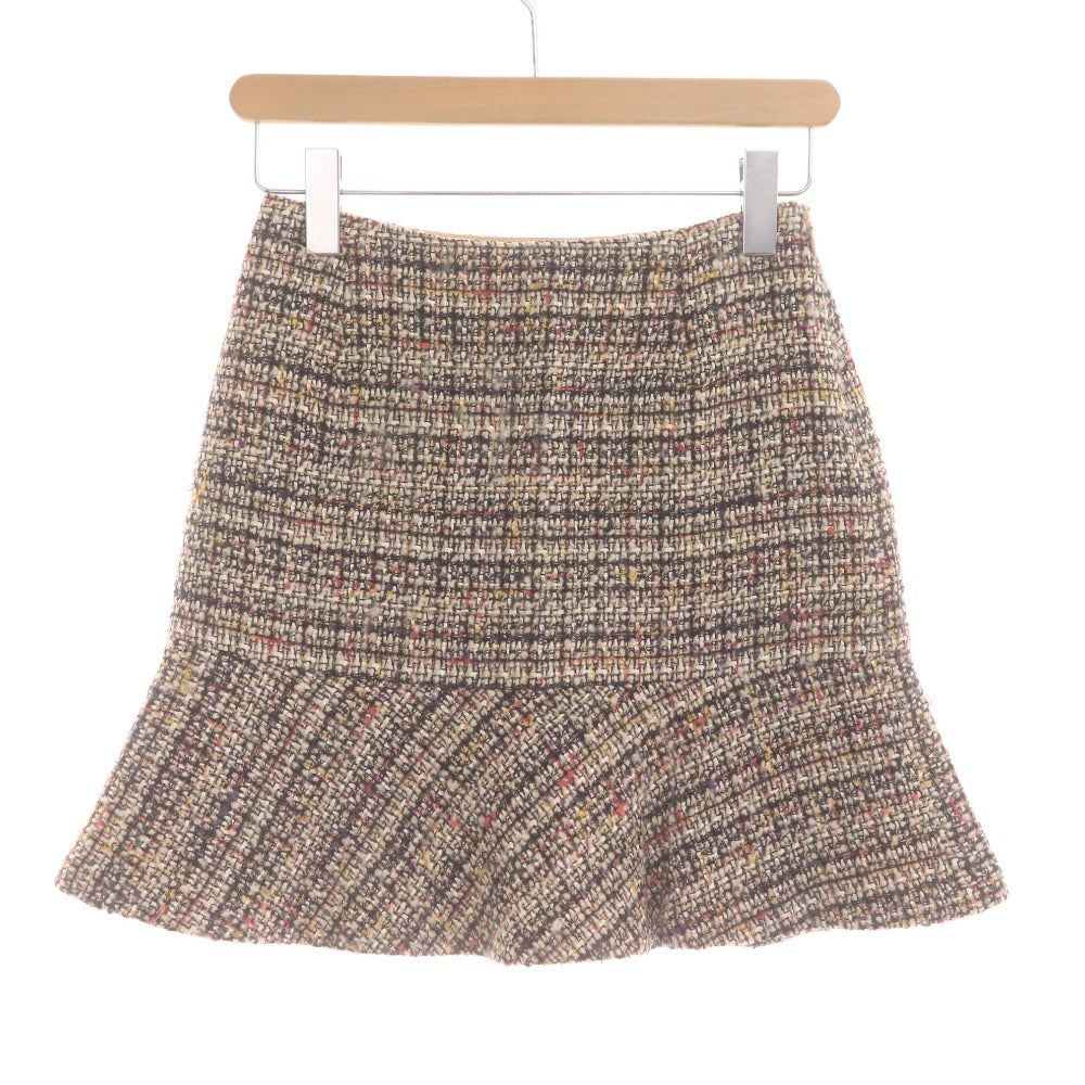 ■ ANAYI Women's Knee-Length Skirt, Bottoms, All-Over Print, Zipper, Made in Japan, Size 36, Beige