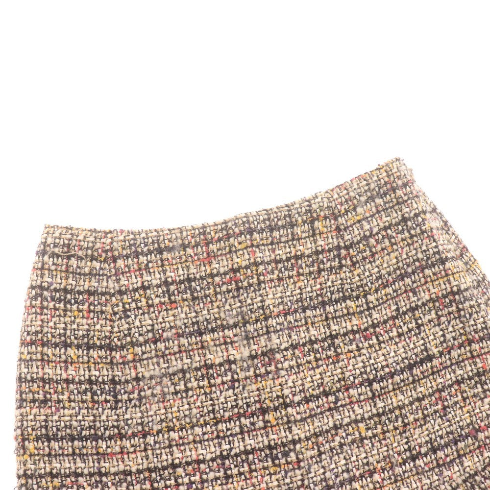 ■ ANAYI Women's Knee-Length Skirt, Bottoms, All-Over Print, Zipper, Made in Japan, Size 36, Beige