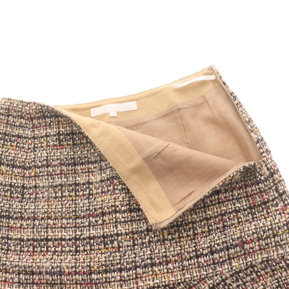 ■ ANAYI Women's Knee-Length Skirt, Bottoms, All-Over Print, Zipper, Made in Japan, Size 36, Beige