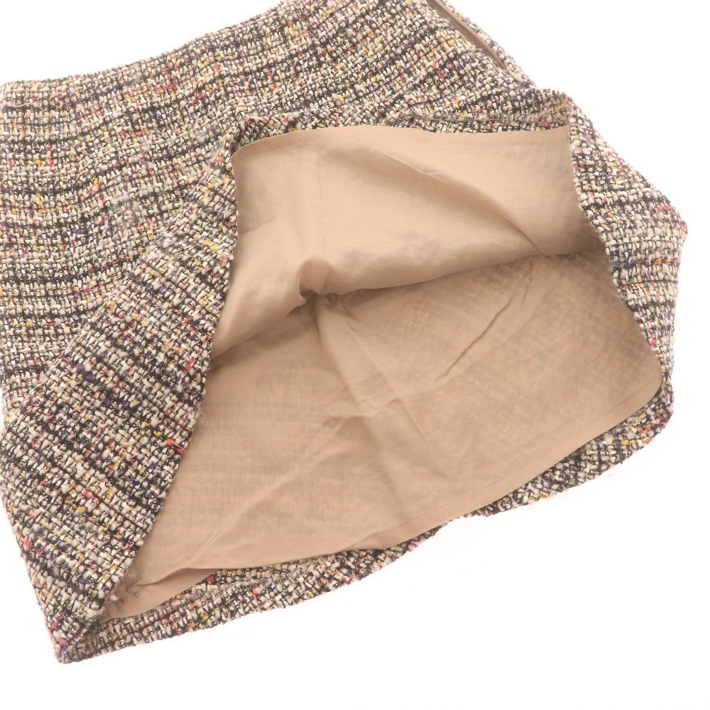 ■ ANAYI Women's Knee-Length Skirt, Bottoms, All-Over Print, Zipper, Made in Japan, Size 36, Beige