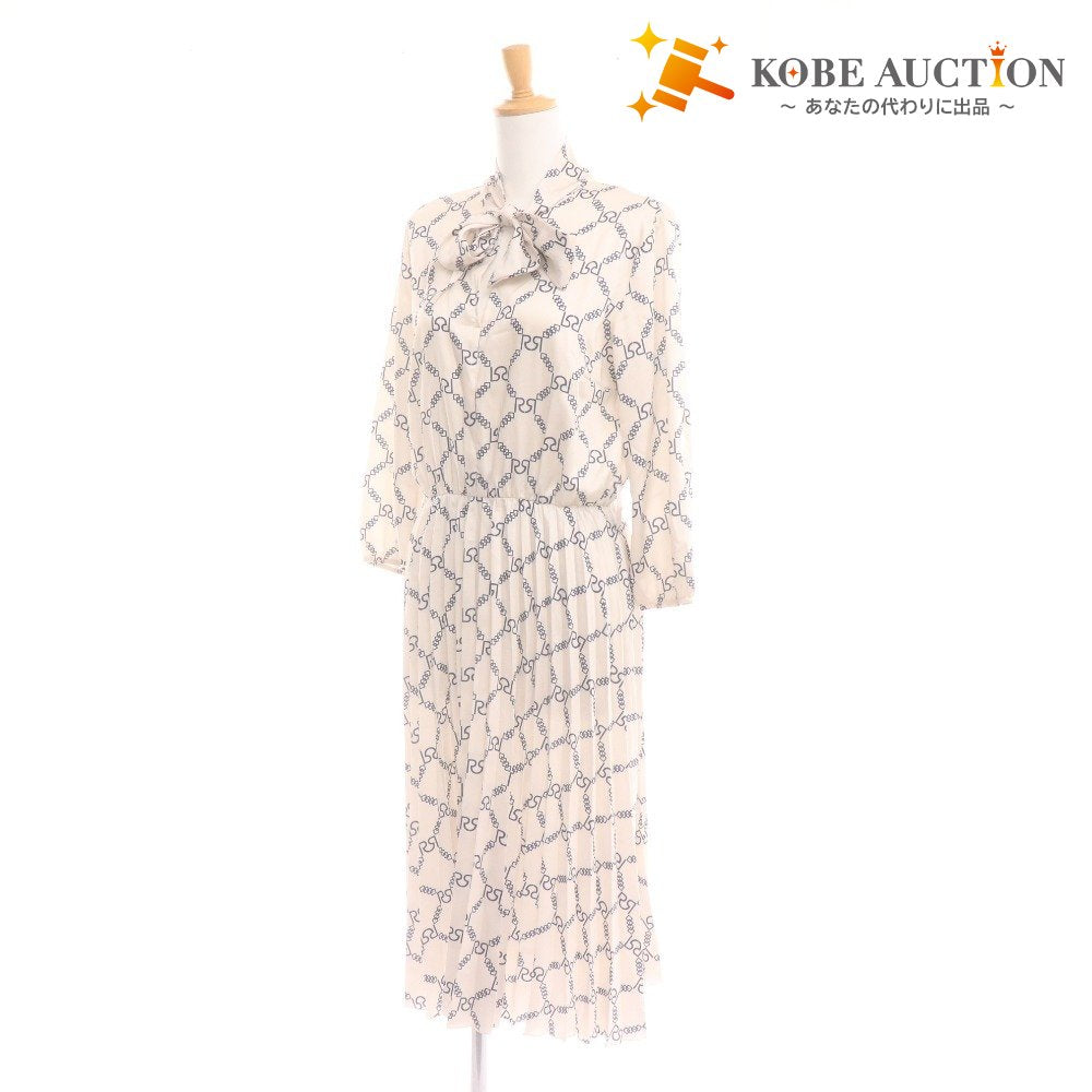 RINASCIMENTO Women's Long Dress with Three-Quarter Sleeves, Ivory, Size M, All-Over Print