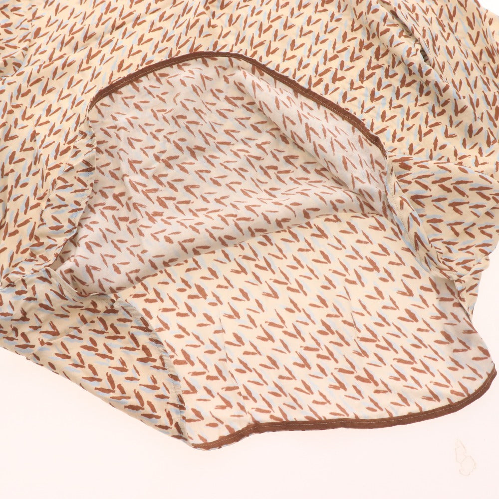 ■ ANAYI アナイ ボウタイシャツ 半袖 トップス プルオーバー 襟 総柄 日本製 レディース 36 ライトベージュ ブラウン ライトブルー