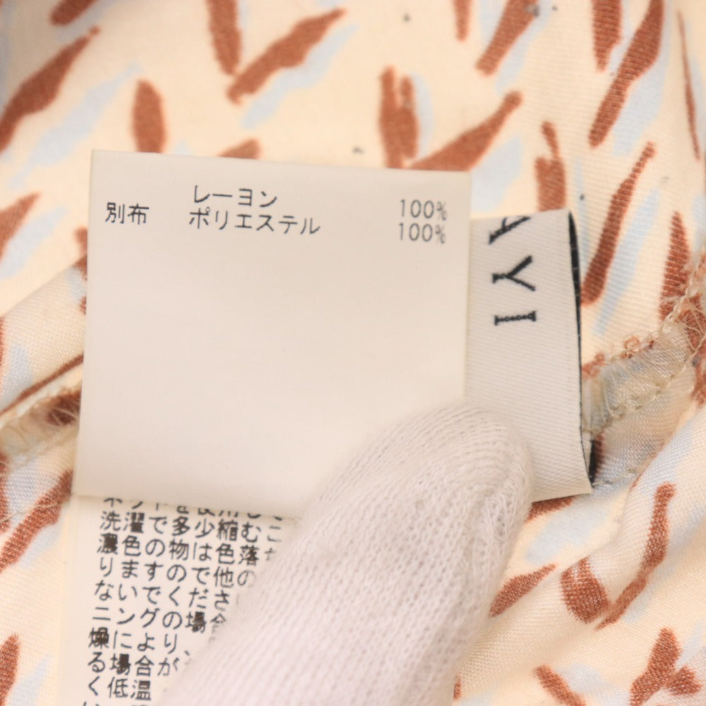 ■ ANAYI アナイ ボウタイシャツ 半袖 トップス プルオーバー 襟 総柄 日本製 レディース 36 ライトベージュ ブラウン ライトブルー