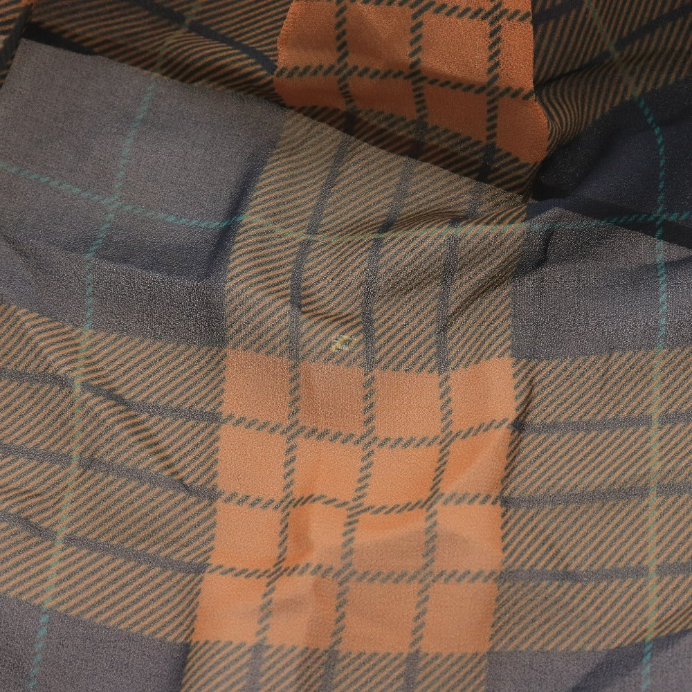 ■ ダイアグラム ロングワンピース 長袖 トップス ボウタイ 着脱式 フロントボタン チェック柄 ベルト レディース 36 ブラウン ネイビー