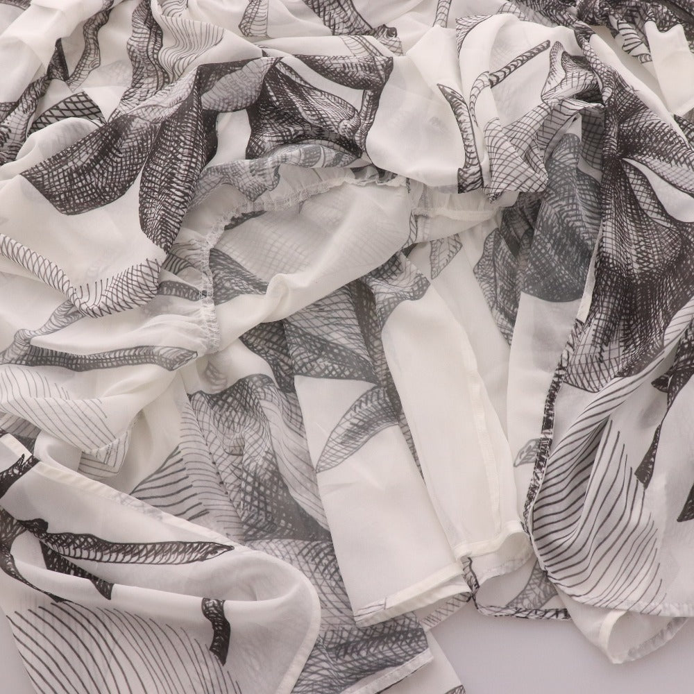 ■ SNIDEL スナイデル ロングワンピース 長袖 トップス マキシ丈 ボウタイ 襟 花柄 レディース 0 ホワイト ブラック