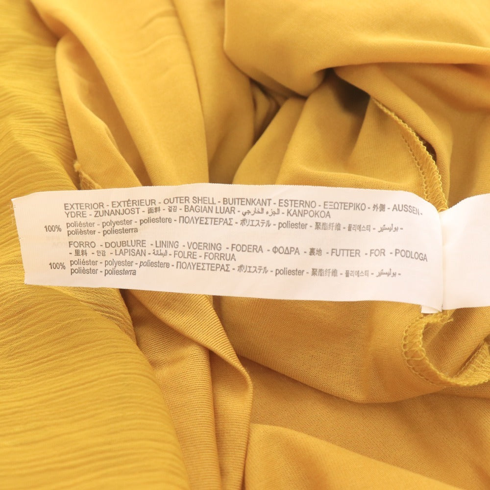 ■ ZARA ザラ ロングワンピース ドレス 長袖 トップス マキシ丈 ボウタイ 襟 レディース XS イエロー