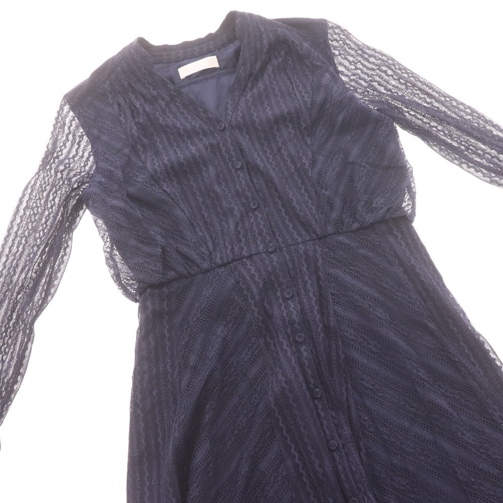 ■ CELFORD セルフォード ロングワンピース 長袖 ジャケット トップス アウター マキシ丈 レース 総柄 レディース 36 ダークネイビー