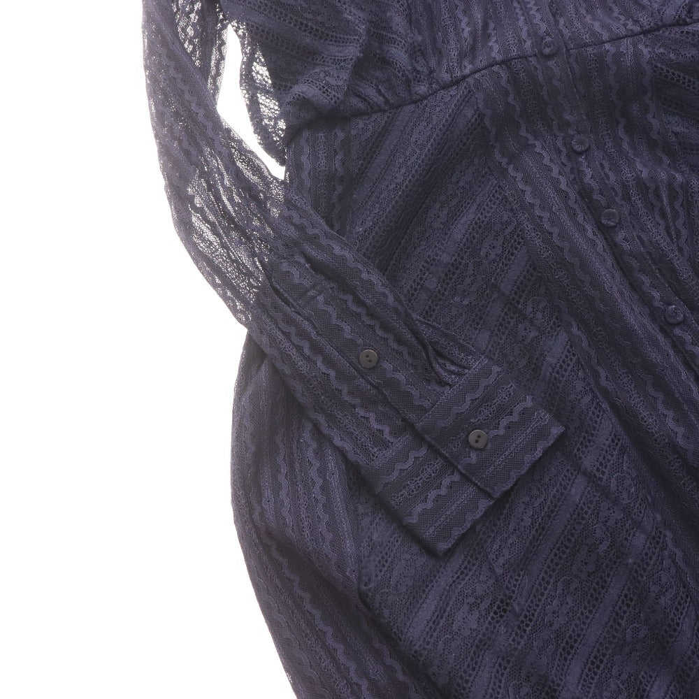 ■ CELFORD セルフォード ロングワンピース 長袖 ジャケット トップス アウター マキシ丈 レース 総柄 レディース 36 ダークネイビー