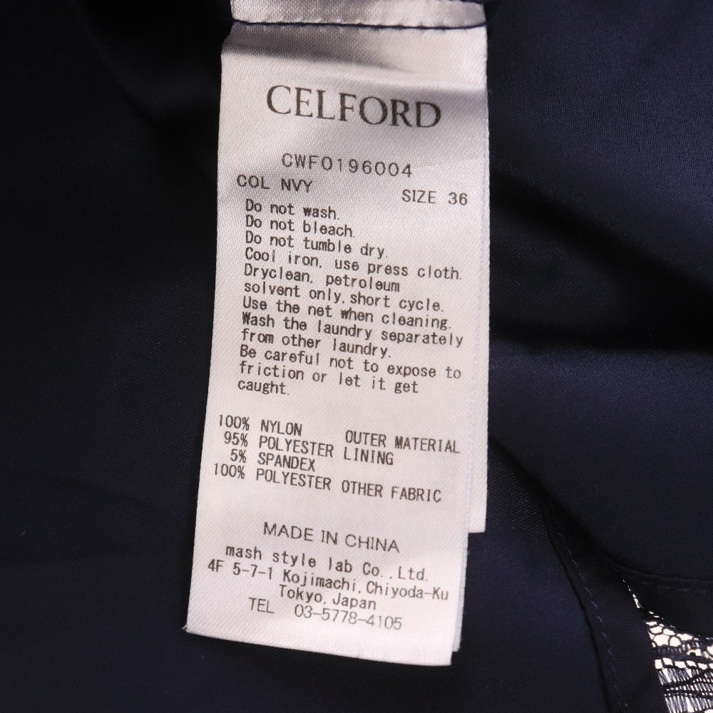 ■ CELFORD セルフォード ロングワンピース 長袖 ジャケット トップス アウター マキシ丈 レース 総柄 レディース 36 ダークネイビー