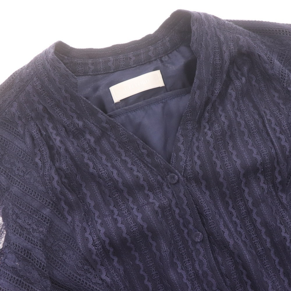 ■ CELFORD セルフォード ロングワンピース 長袖 ジャケット トップス アウター マキシ丈 レース 総柄 レディース 36 ダークネイビー