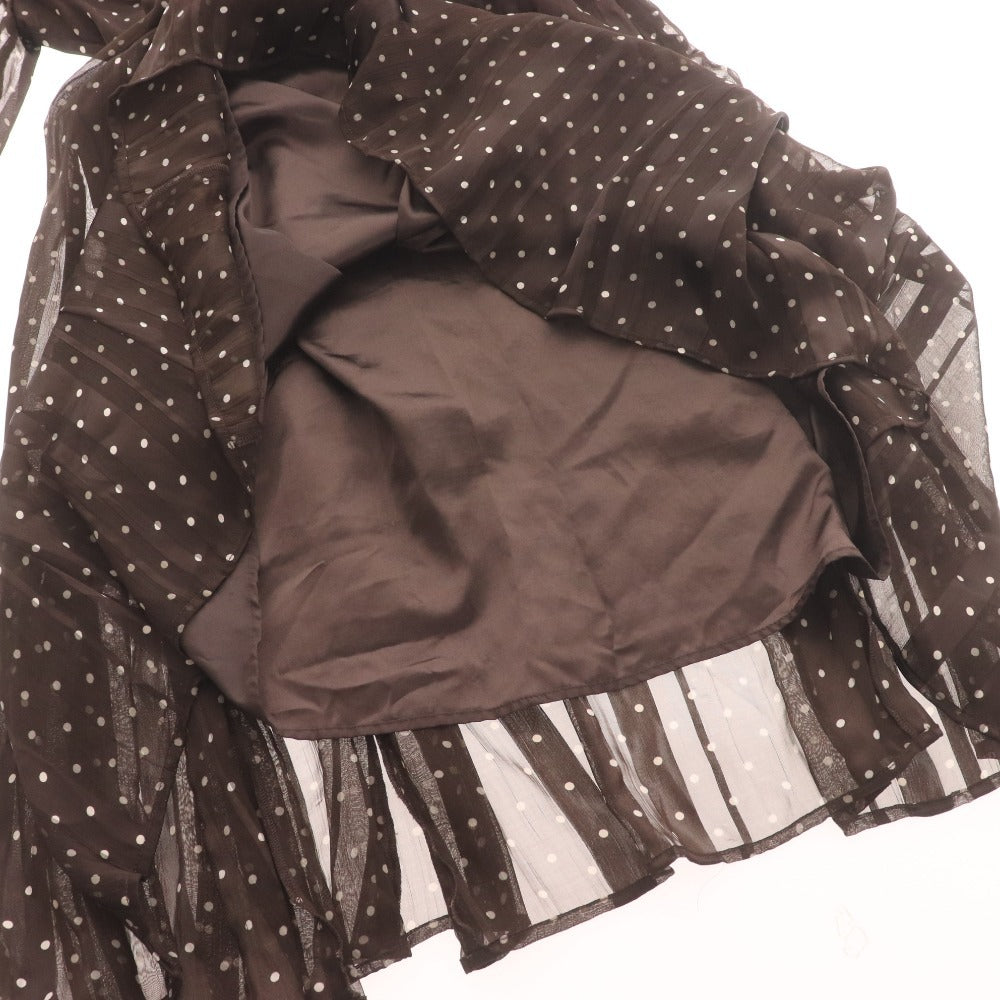 ■ Apuweiser-riche アプワイザーリッシェ ワンピース 長袖 トップス ボウタイ 襟 フロントボタン 水玉柄 レディース 1 ダークブラウン