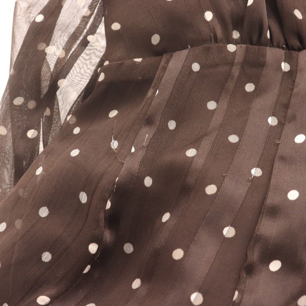 ■ Apuweiser-riche アプワイザーリッシェ ワンピース 長袖 トップス ボウタイ 襟 フロントボタン 水玉柄 レディース 1 ダークブラウン