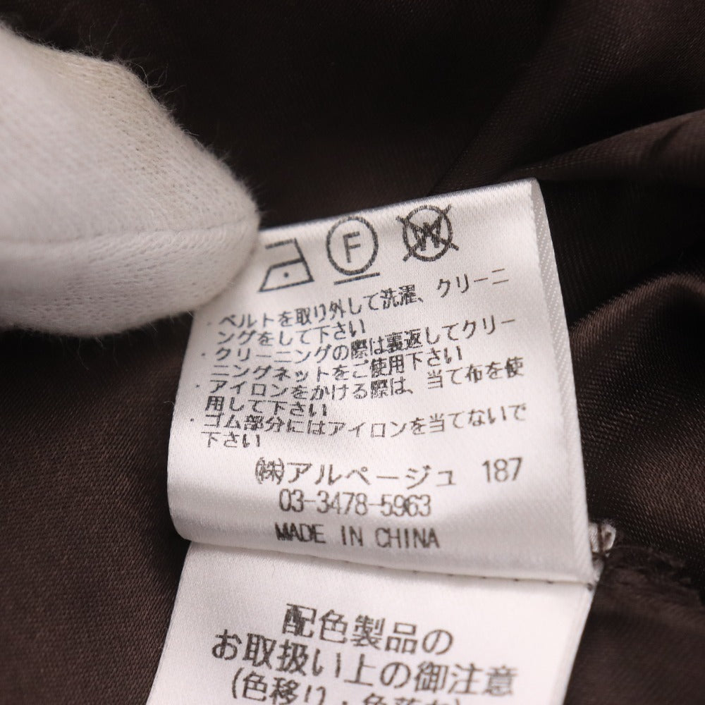 ■ Apuweiser-riche アプワイザーリッシェ ワンピース 長袖 トップス ボウタイ 襟 フロントボタン 水玉柄 レディース 1 ダークブラウン