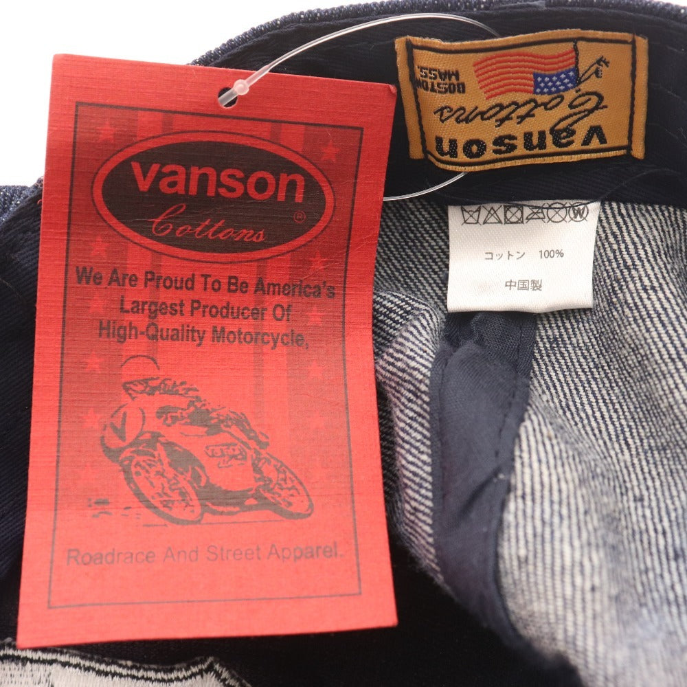 ■ バンソン キャップ 帽子 ワッペン ダメージ デニム メンズ ブルー タグ付き 未使用