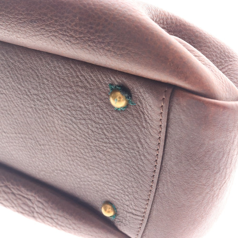 ■ アンサ トートバッグ ハンドバッグ 鞄 肩かけ レザー レディース ダークブラウン 袋付き