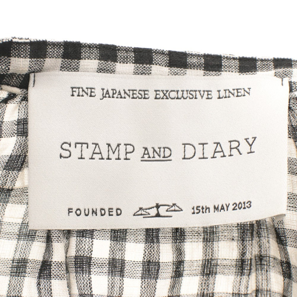 ■ STAMP AND DIARY スタンプアンドダイアリー ワンピース トップス ボトムス 総柄 七分袖 ボタン レディース ブラック ホワイト