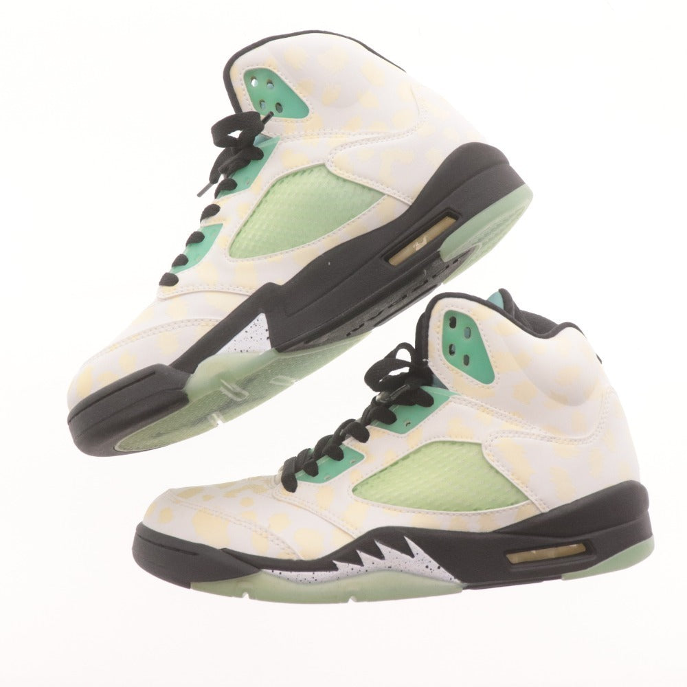 Nike Air Jordan 5 Retro Snuggle Dy Men's Sneakers (CN2932-100) Size 26cm (White, Green, Yellow) with Box