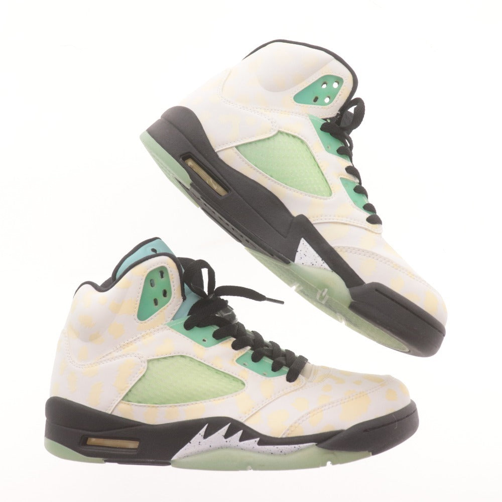 Nike Air Jordan 5 Retro Snuggle Dy Men's Sneakers (CN2932-100) Size 26cm (White, Green, Yellow) with Box