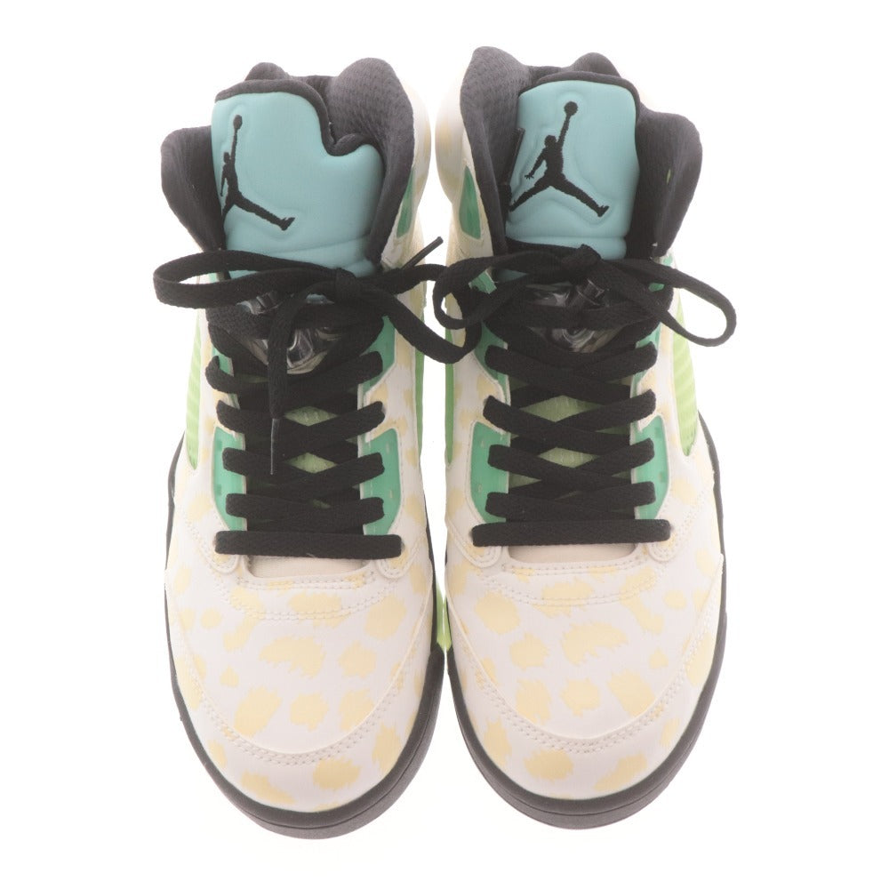 Nike Air Jordan 5 Retro Snuggle Dy Men's Sneakers (CN2932-100) Size 26cm (White, Green, Yellow) with Box