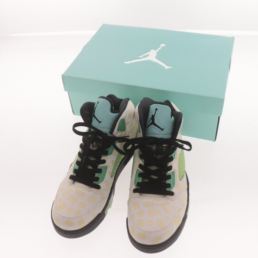 Nike Air Jordan 5 Retro Snuggle Dy Men's Sneakers (CN2932-100) Size 26cm (White, Green, Yellow) with Box