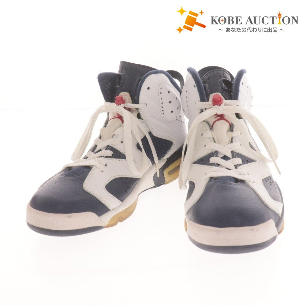 ■ ナイキ スニーカー シューズ 384664-130 靴 エアジョーダン 6 レトロ メンズ 26.5cm ネイビー ホワイト 箱付き