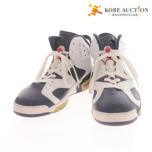 ■ ナイキ スニーカー シューズ 384664-130 靴 エアジョーダン 6 レトロ メンズ 26.5cm ネイビー ホワイト 箱付き