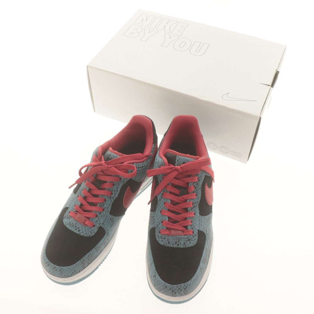 ■ ナイキ NIKE バイユー BY YOU スニーカー エアフォース1 LOW ロー 靴 パイソン メンズ 26.5 レッド ブルー系 未使用 箱付き