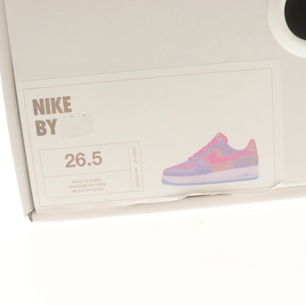 ■ ナイキ NIKE バイユー BY YOU スニーカー エアフォース1 LOW ロー 靴 パイソン メンズ 26.5 レッド ブルー系 未使用 箱付き