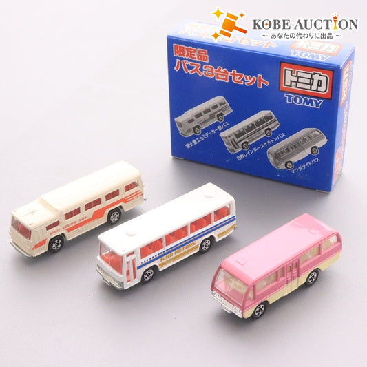 ■ トミー トミカ 限定品 バス3台セット 富士重工セミデッカー型バス 日野レインボーススケルトンバス マツダライトバス 日本製 箱付き