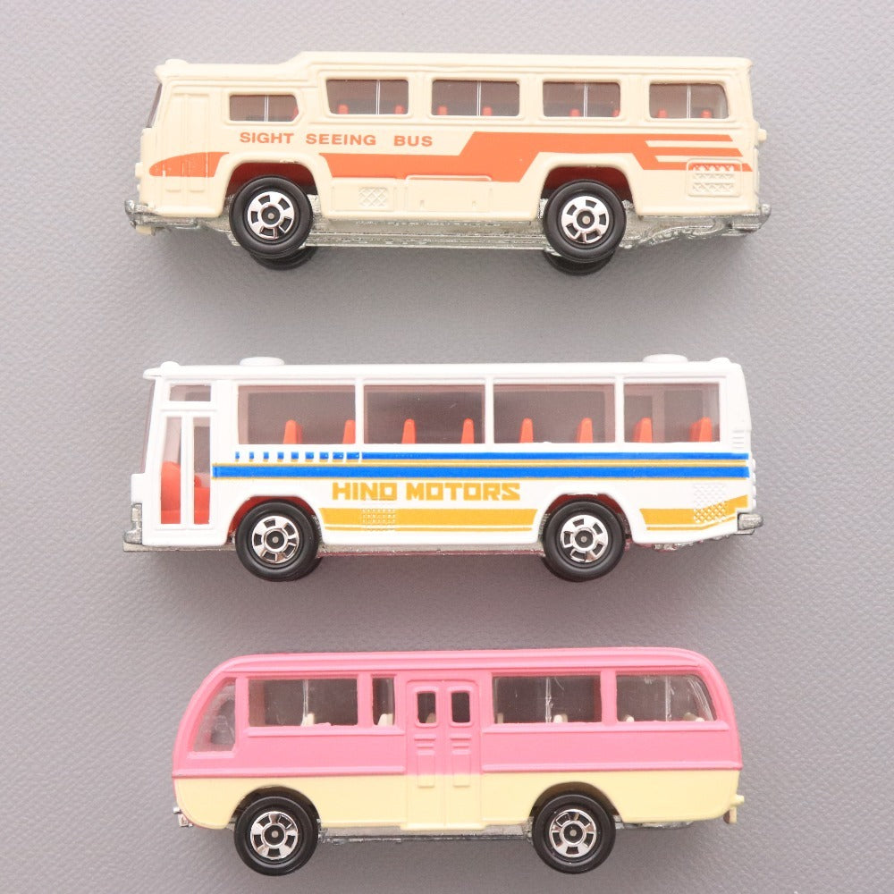 ■ トミー トミカ 限定品 バス3台セット 富士重工セミデッカー型バス 日野レインボーススケルトンバス マツダライトバス 日本製 箱付き