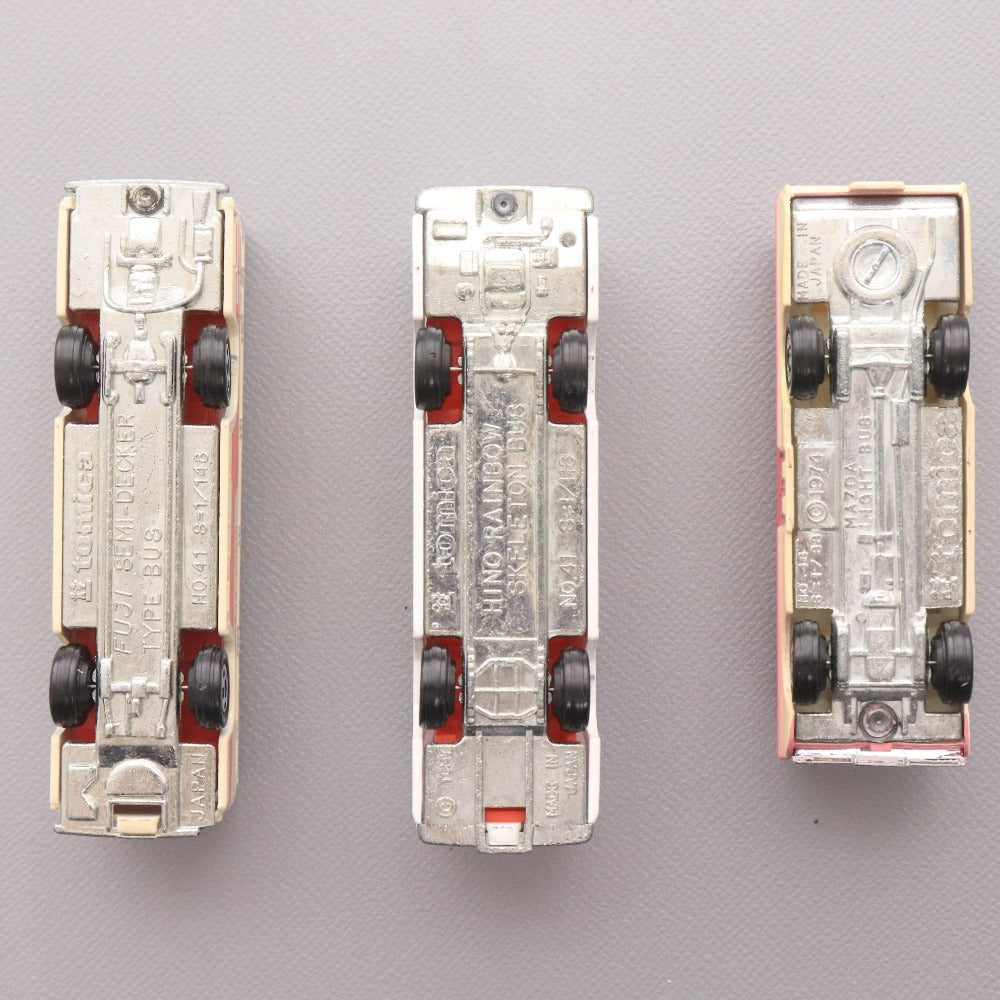 ■ トミー トミカ 限定品 バス3台セット 富士重工セミデッカー型バス 日野レインボーススケルトンバス マツダライトバス 日本製 箱付き