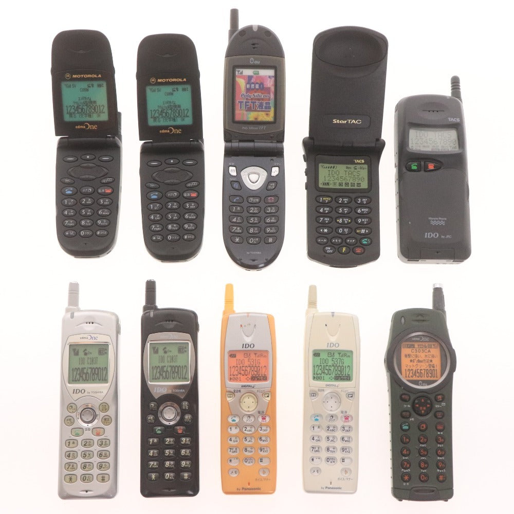 ■ モックアップ ガラケー 10点セット まとめ売り IDO cdmaOne au byTOSHIBA C100M C303CA C103T C415T 537G 531G TACS 等 サンプル