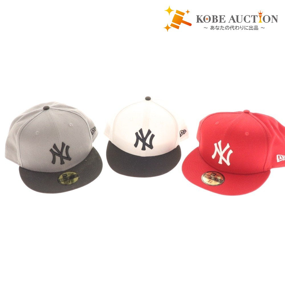 ■ New Era Baseball Cap 3-piece set, bulk sale, hat, Yankees 59FIFTY, gray, red, white