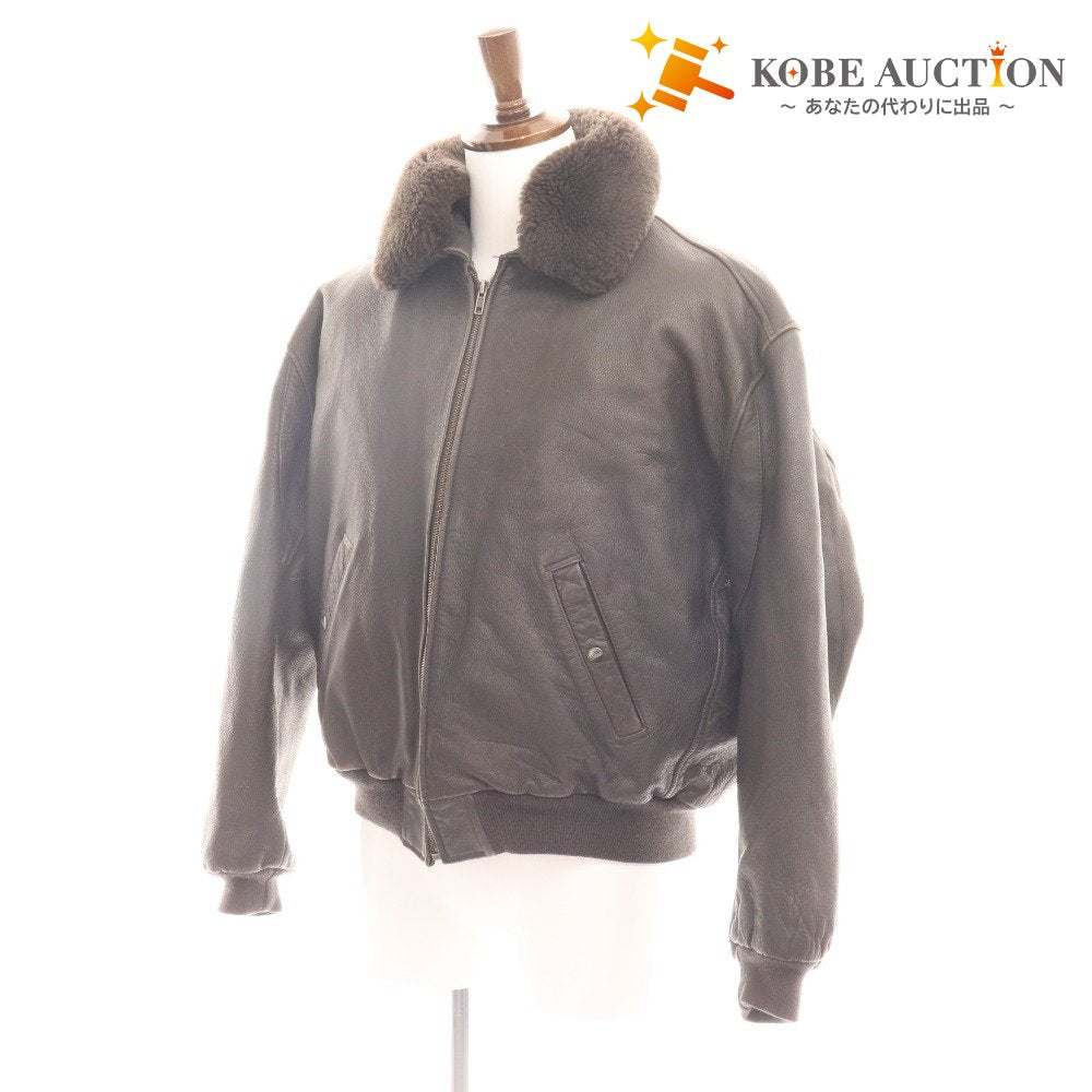 ■ Chevignon Flight Jacket Outer Leather Men's XL Brown