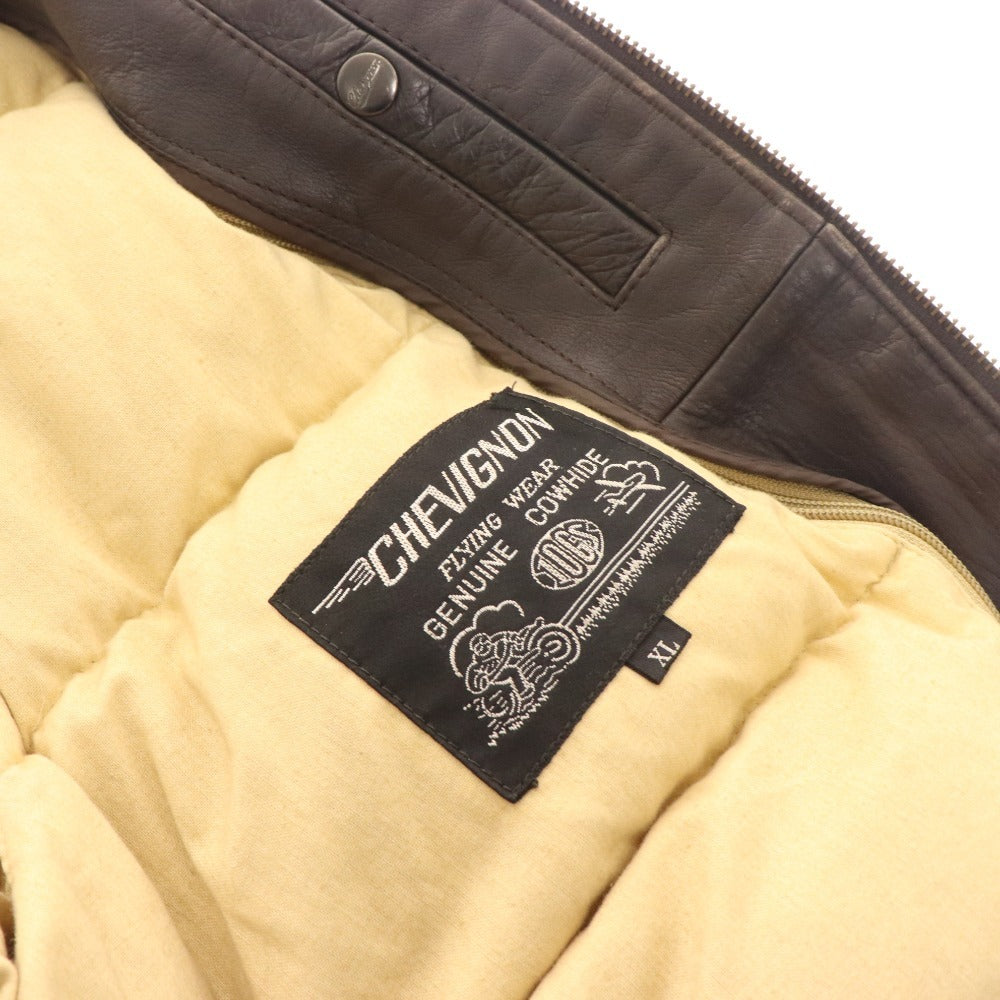 ■ Chevignon Flight Jacket Outer Leather Men's XL Brown