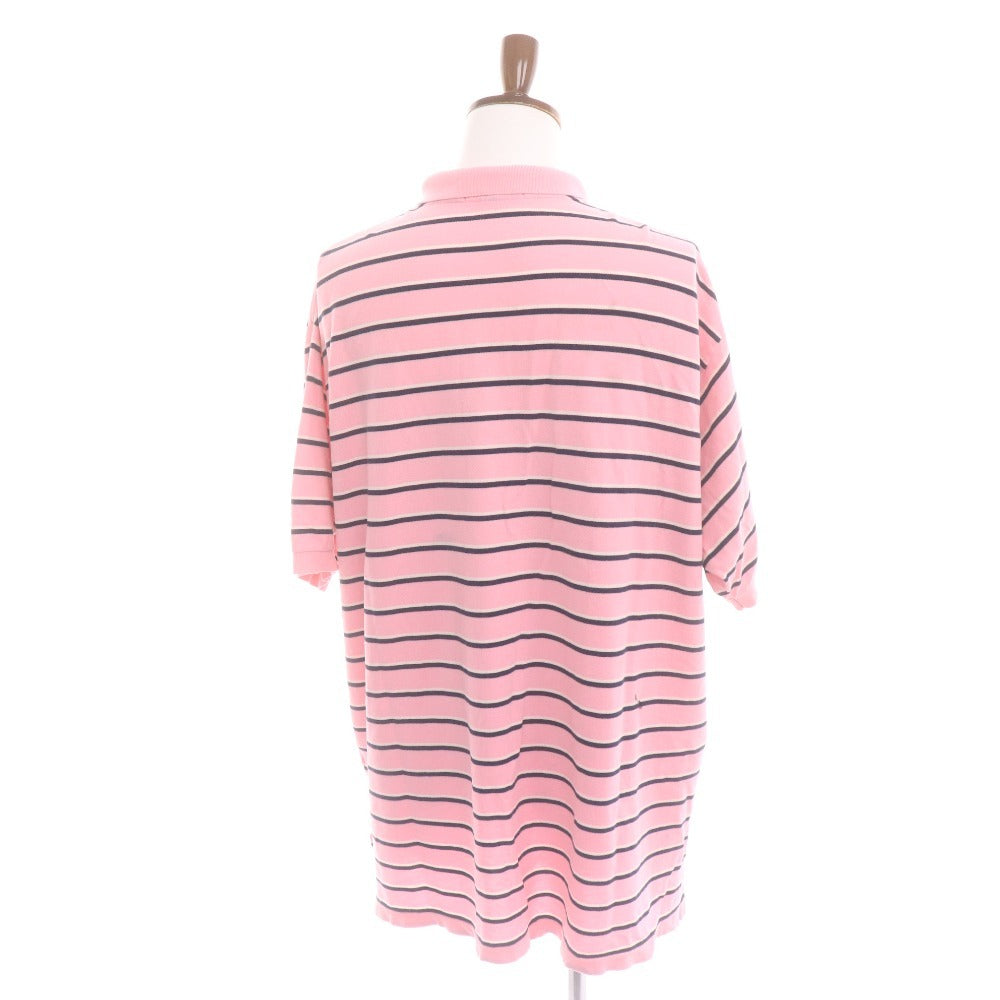 ■ POLO RALPH LAUREN ラルフローレン ポロシャツ 長袖 トップス 襟ボタン ボーダー柄 メンズ XXL ライトピンク