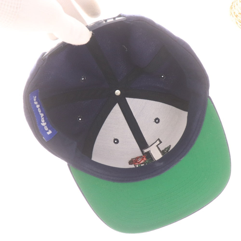 ■ Lafayette ラファイエット YUPOONG ユーポン キャップ Est.2003 帽子 カーブなし 薔薇 バラ ロゴ メンズ ネイビー