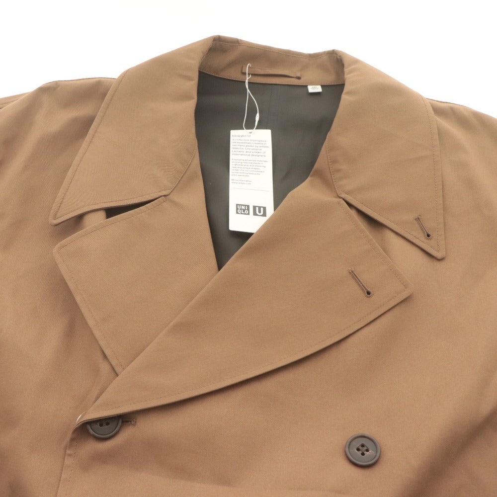 ■ ユニクロU UNIQLO U ブロックテックトレンチコート 長袖 防風 耐水 透湿性 メンズ XXL ブラウン タグ付き 未使用