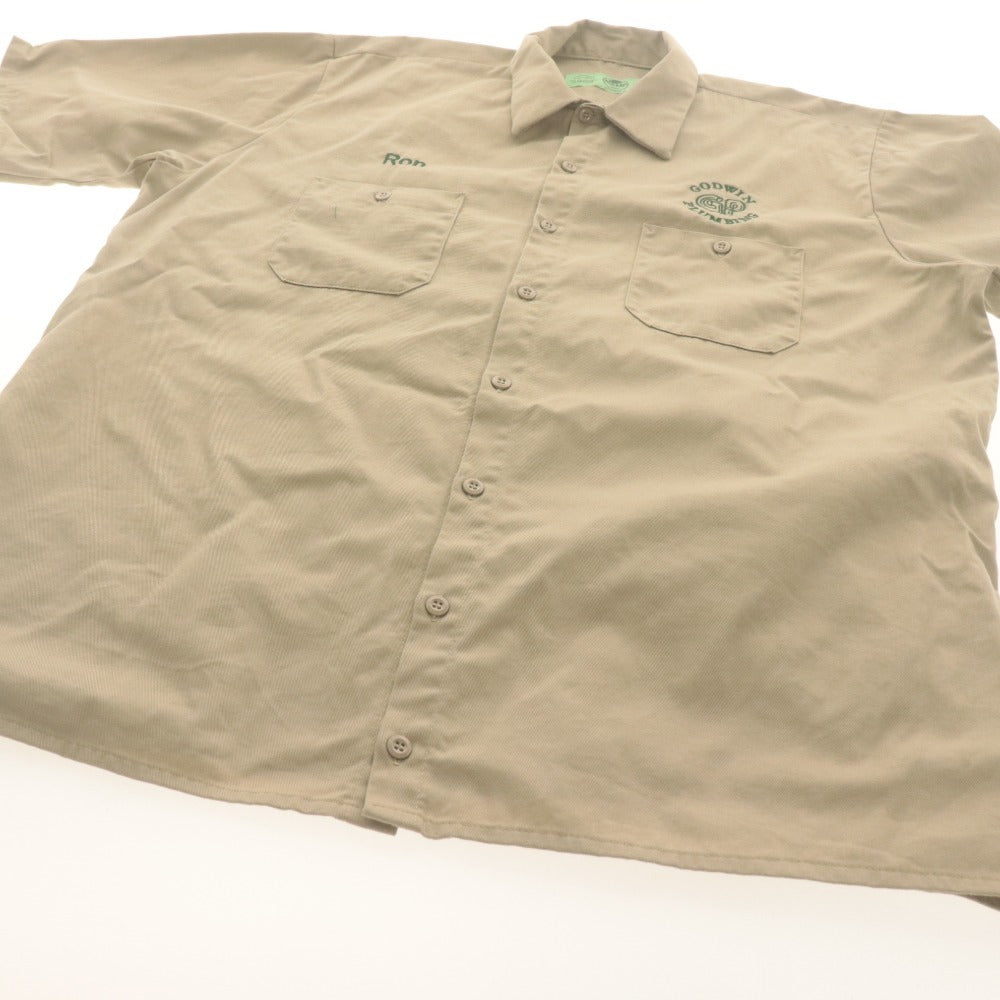 ■ RED KAP Work Shirt Short Sleeve Top Outerwear Godwin Plumbing Ron Logo Front Button Cotton Men's XL Light Beige