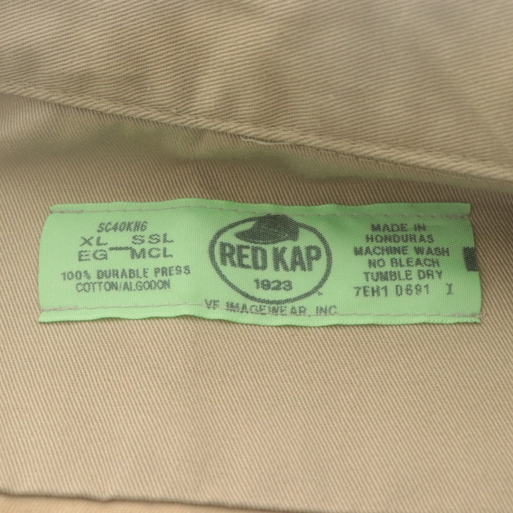 ■ RED KAP Work Shirt Short Sleeve Top Outerwear Godwin Plumbing Ron Logo Front Button Cotton Men's XL Light Beige