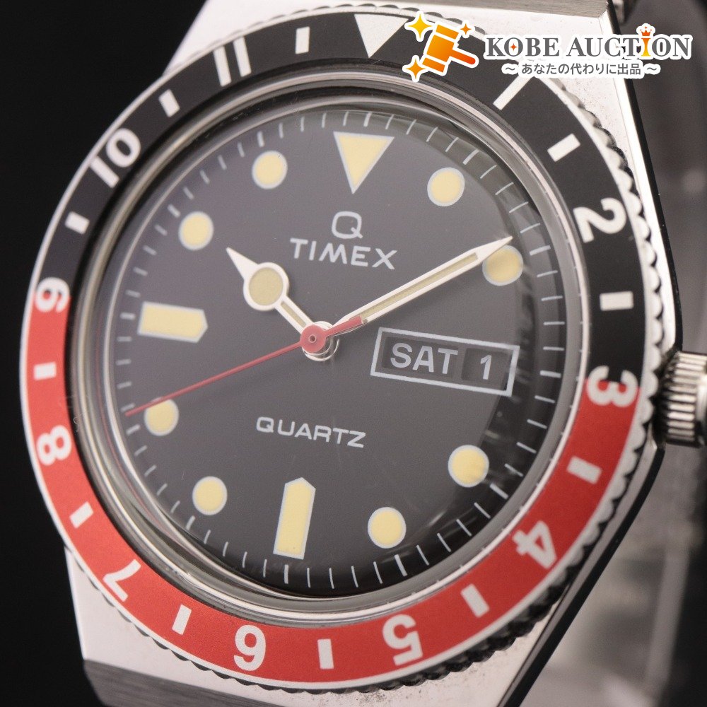 ■ Q TIMEX Timex Watch TW2U-61300 Black x Red Coke Bezel Stainless Steel Quartz Men's Silver Untested