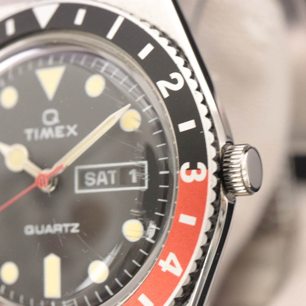 ■ Q TIMEX Timex Watch TW2U-61300 Black x Red Coke Bezel Stainless Steel Quartz Men's Silver Untested
