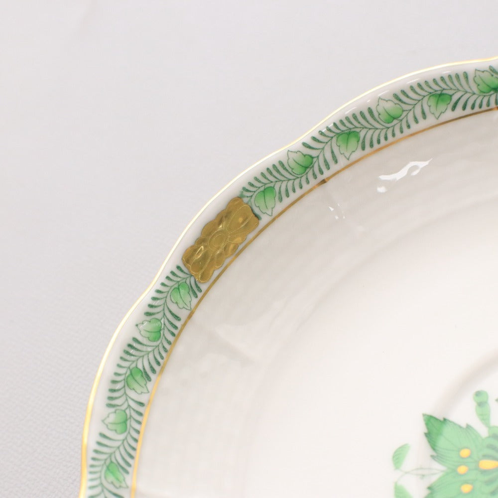 ■ Herend ヘレンド カップ ソーサー 1客セット ハプルブルクの華 洋食器 ホワイト グリーン 箱付き