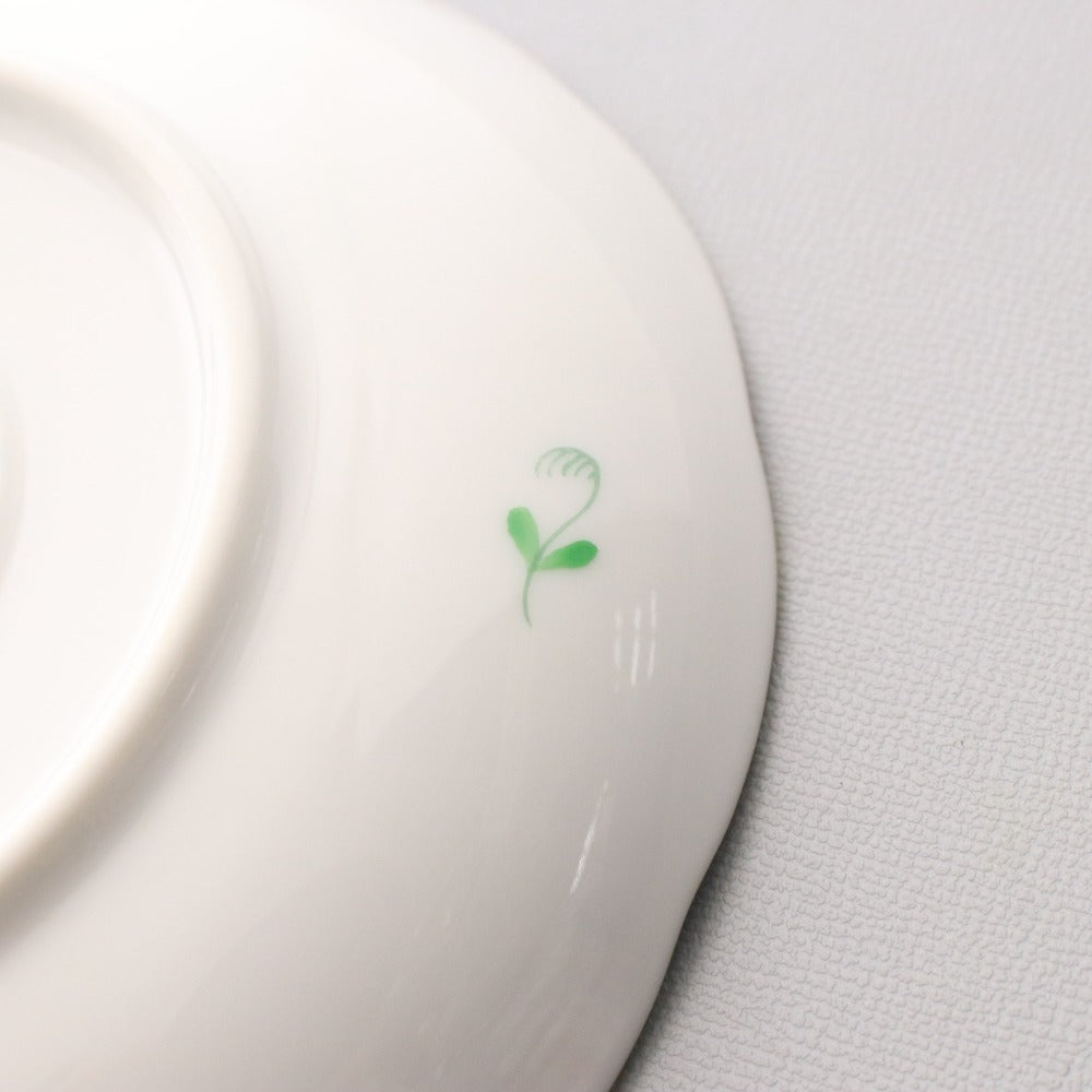 ■ Herend ヘレンド カップ ソーサー 1客セット ハプルブルクの華 洋食器 ホワイト グリーン 箱付き