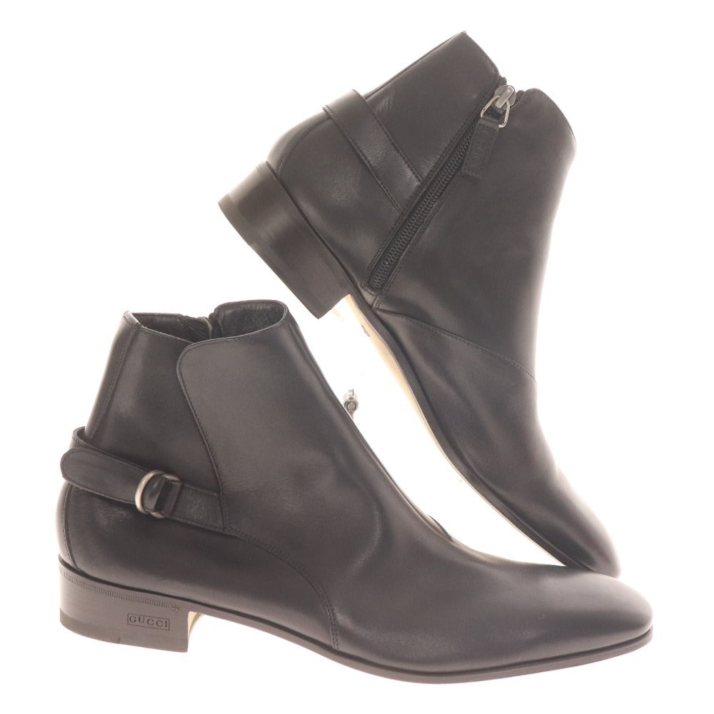 ■ Gucci short boots, boots, shoes, leather, men's, 7 1/2, 26.5cm equivalent, black, with bag