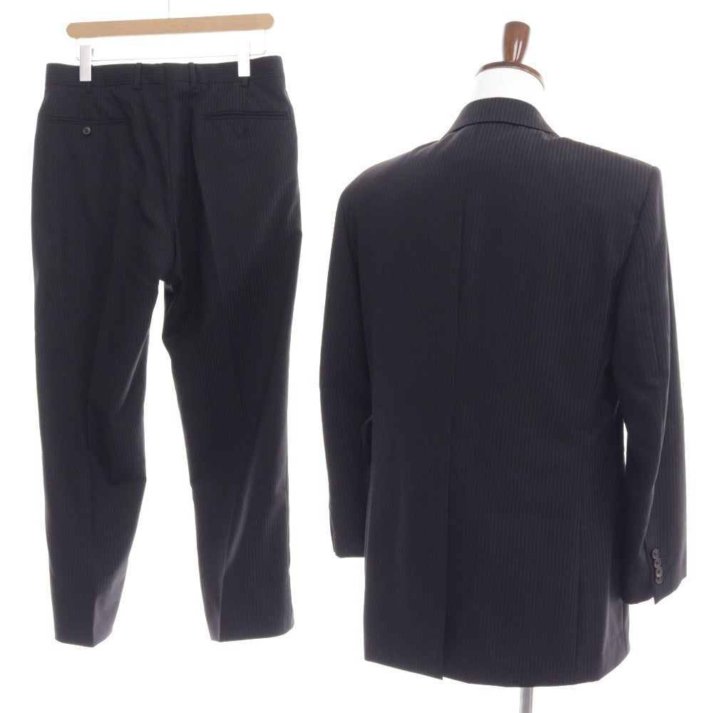 ■ Hermes suit set up top bottom center vent single hem stripe men size 50 black