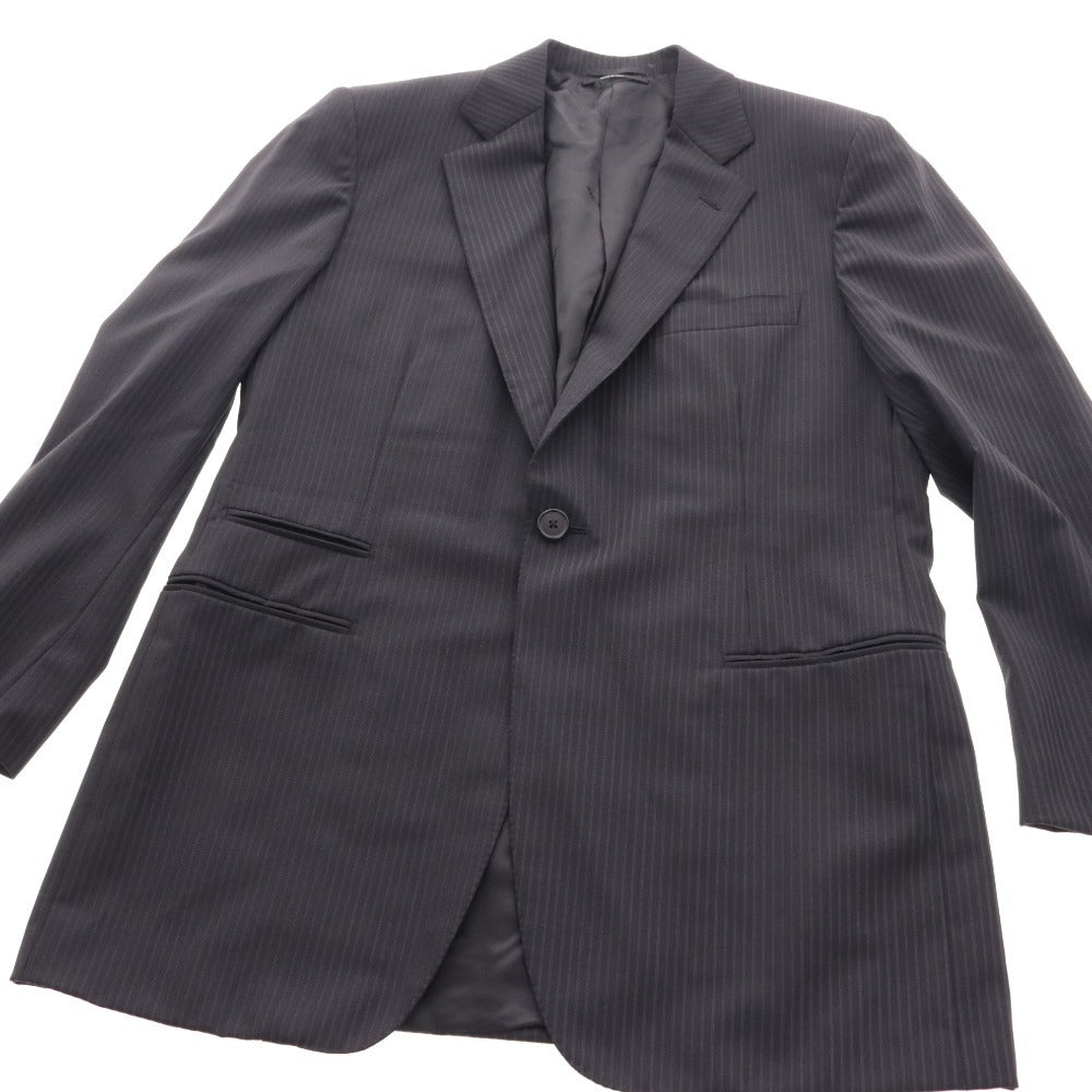 ■ Hermes suit set up top bottom center vent single hem stripe men size 50 black